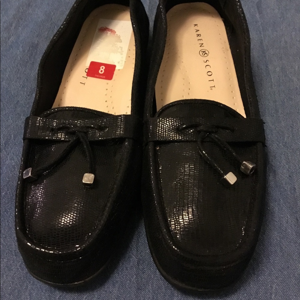Karen Scott Black Metalic Loafers Size 8M